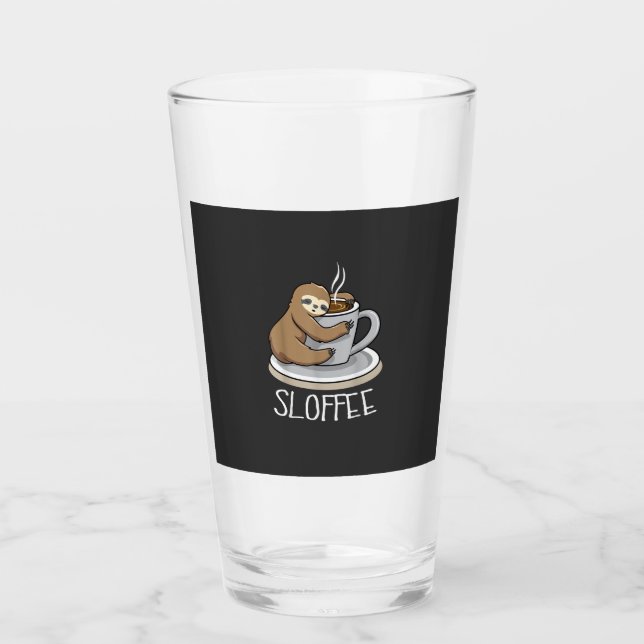 Sloth Sleep at Cup of Coffee Funny Sloth Sloffee T Glas (Vorderseite)