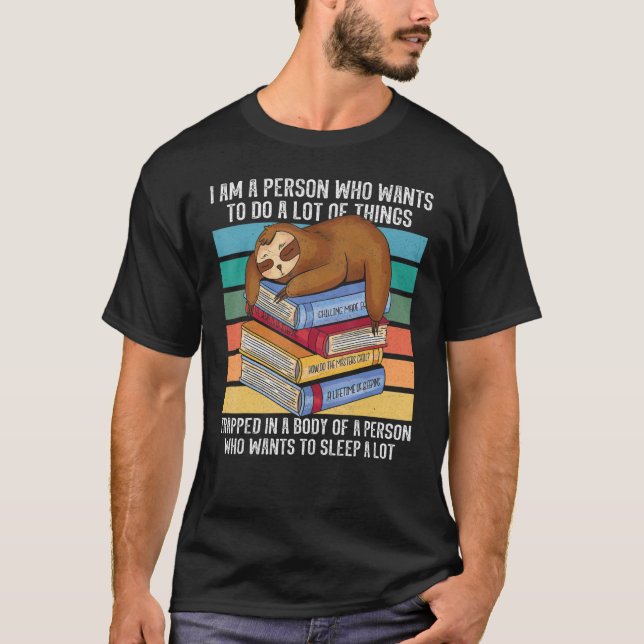 Sloth Sleep-Buch Nerd Sloth Sloth T-Shirt (Vorderseite)
