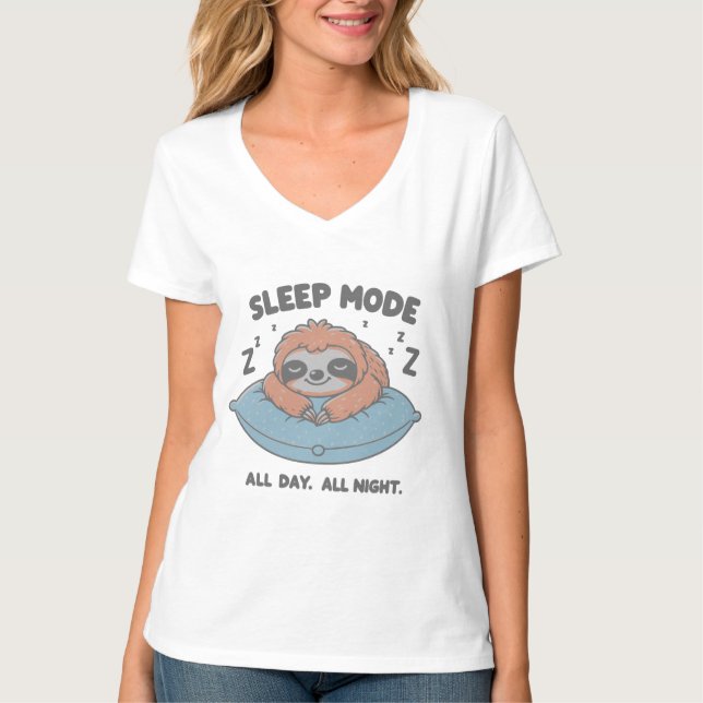 Sloth Sleep Mode Shirt, Funny Lazy T - Shirt (Vorderseite)