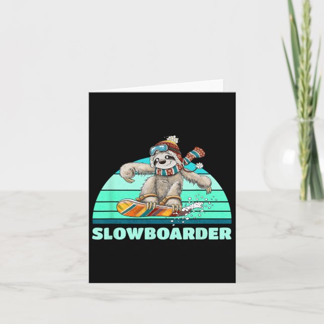 Sloth Slowboarder Snowboard Puff Karte (Vorderseite)