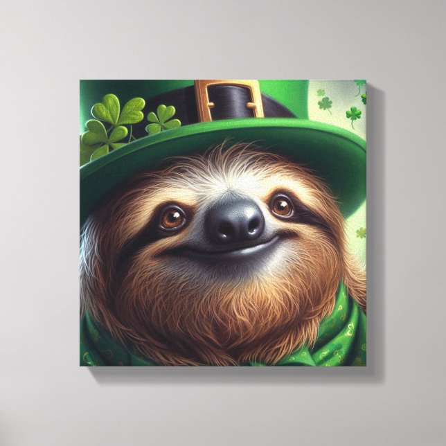 Sloth St Paddys Day Leinwanddruck (Vorderseite)