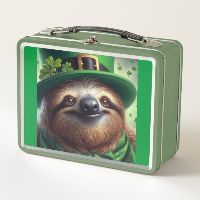Sloth St Paddys Day Metall Brotdose (Vorderseite)
