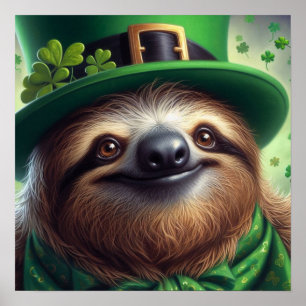 Sloth St Paddys Day Poster