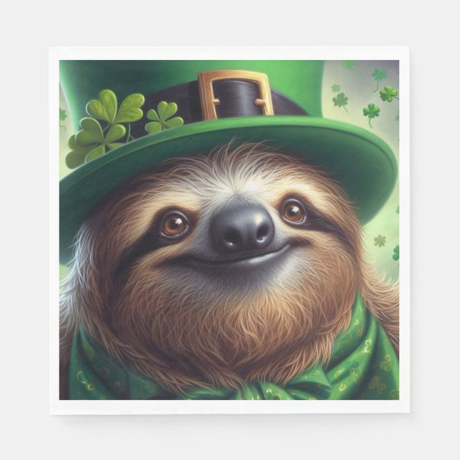 Sloth St Paddys Day Serviette (Vorderseite)