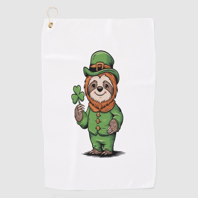 Sloth St Patrick's Day Irish Lucky Golfhandtuch (Vorderseite)
