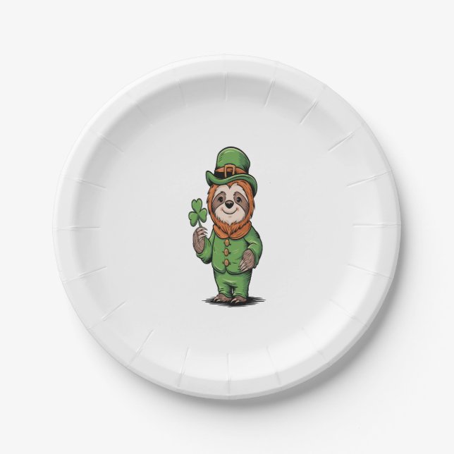 Sloth St Patrick's Day Irish Lucky Pappteller (Vorderseite)