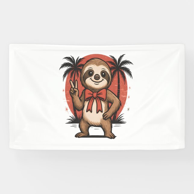 Sloth Summer Beach Rocking Banner (Horizontal)