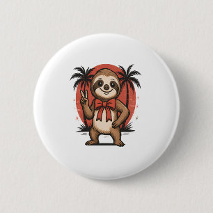 Sloth Summer Beach Rocking Button