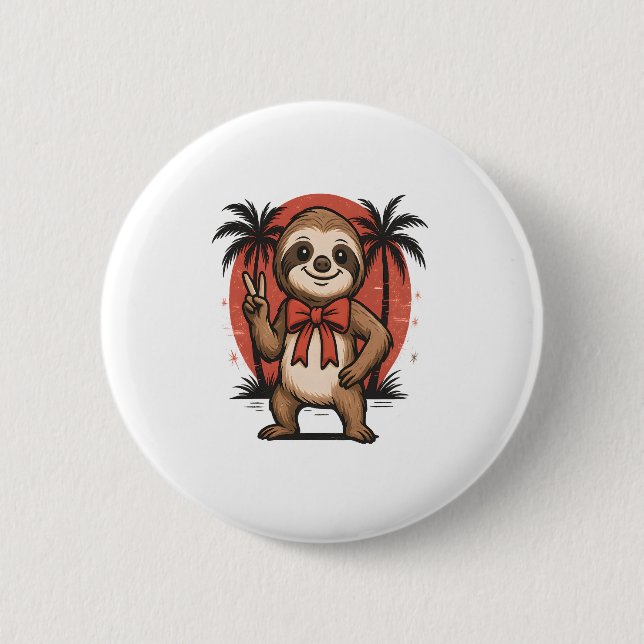 Sloth Summer Beach Rocking Button (Vorderseite)