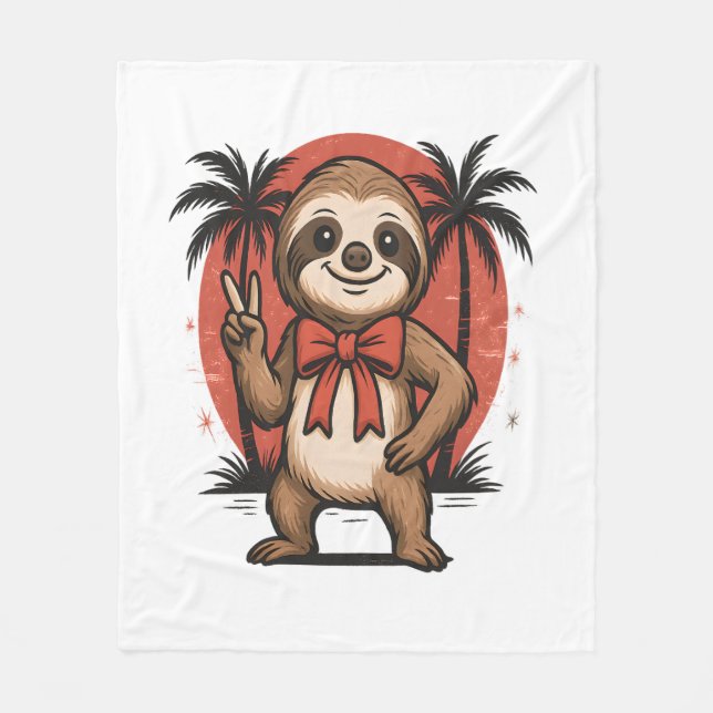 Sloth Summer Beach Rocking Fleecedecke (Vorderseite)