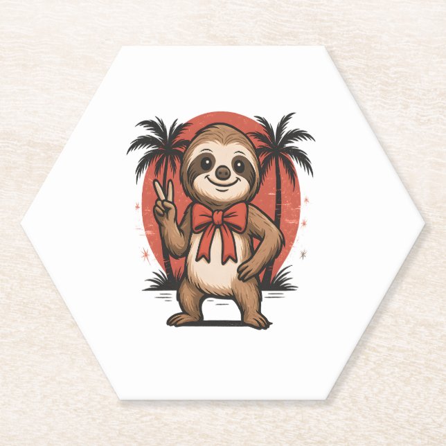 Sloth Summer Beach Rocking Untersetzer (Vorderseite)