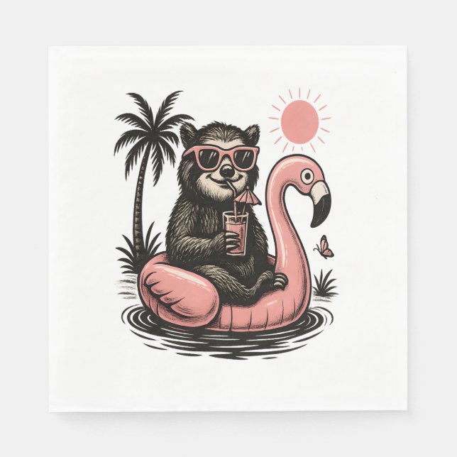 Sloth Summer Vibes Serviette (Vorderseite)