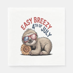 Sloth Sunflower 4. Juli Serviette