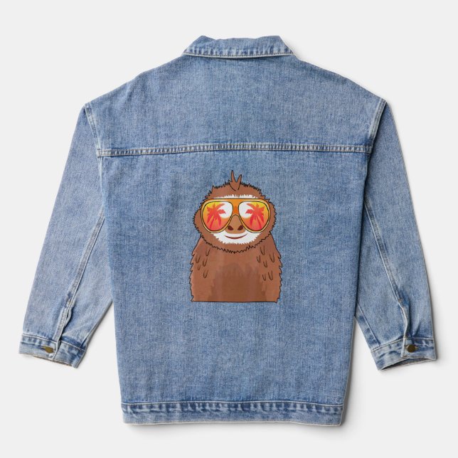 Sloth Sunglasses Beach Summer Pool Party Sloth Jeansjacke (Rückseite)