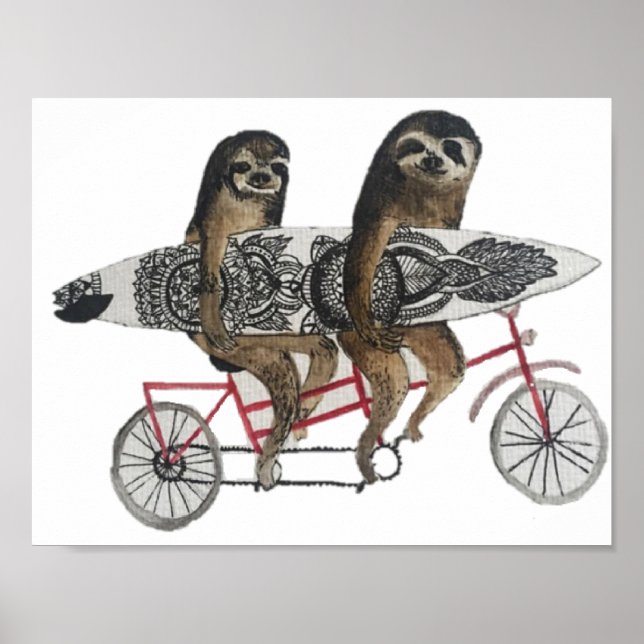 sloth surf bike poster (Vorne)