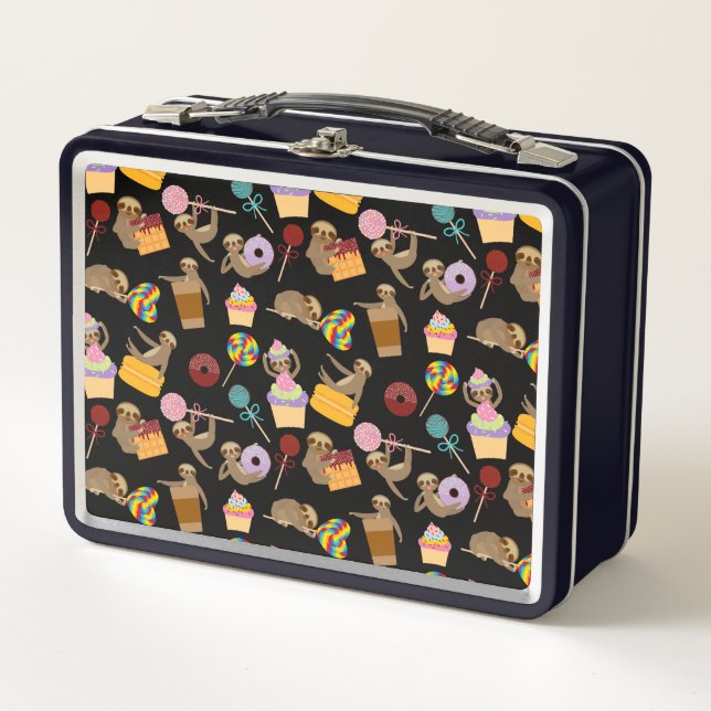 Sloth-süßes Leckerei-Muster Metall Brotdose (Vorderseite)