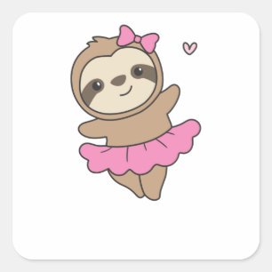 Sloth tänzt Ballett Niedliche Slots tanzen Quadratischer Aufkleber