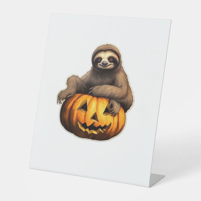 Sloth thematischer halloween Oversized T - Shirt Sockelschild (Vorderseite)