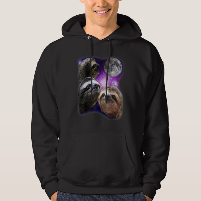 Sloth - Three Sloth Howling Moon Funny Parody Desi Hoodie (Vorderseite)