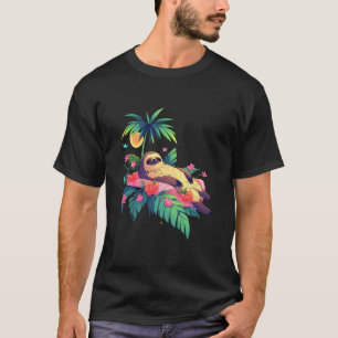 Sloth Tropical Beach Sea Summer Vacation Lazy Slot T-Shirt