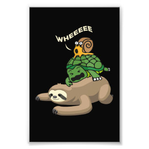 Sloth Turtle Snail Sloth Wheel Funny Fotodruck