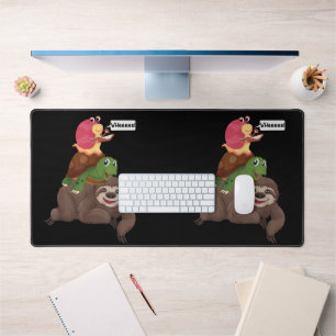 Sloth Turtle Snail Team Piggyback Slow Graphic Schreibtischunterlage