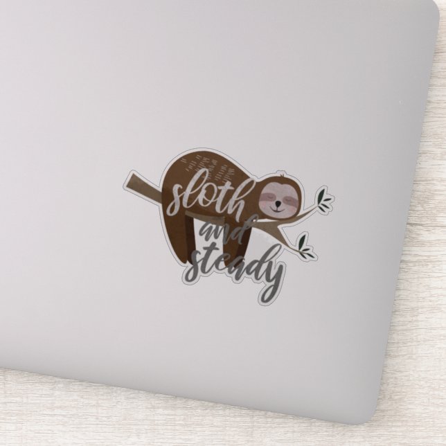 Sloth und Steady Custom Cut Vinyl Sticker (Detail)