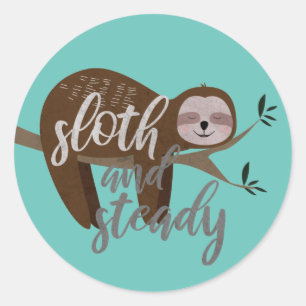Sloth und Steady Runder Aufkleber