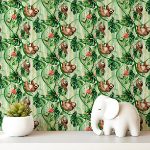 Sloth und Tropical Blätter Tapete