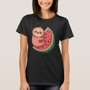 Sloth und Watermelon Melon Summer Fruit T-Shirt