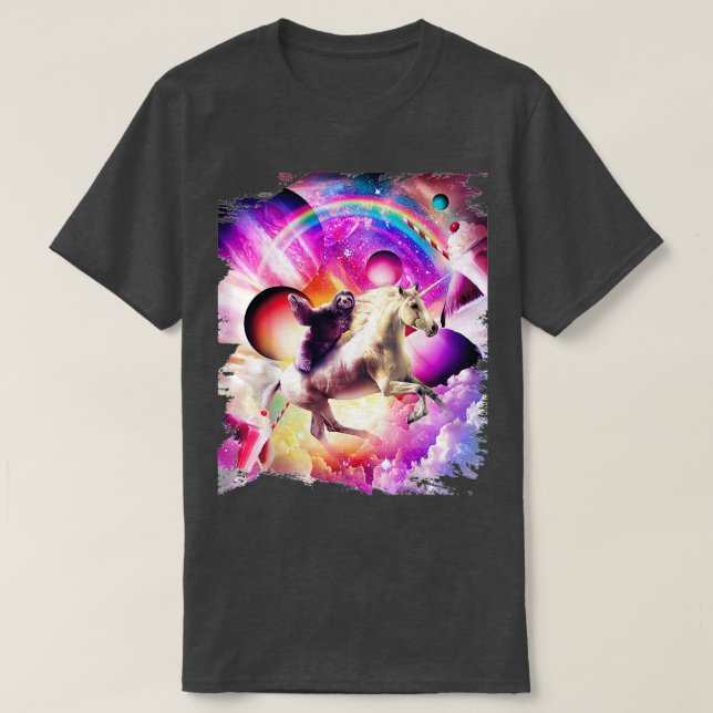 Sloth Unicorn Milkshake Rainbow T-Shirt (Design vorne)