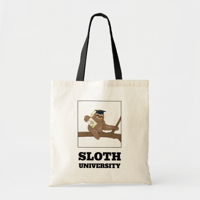 Sloth University Tote Bag Tragetasche (Vorne)