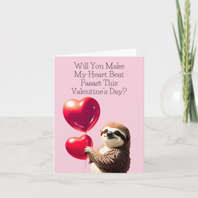 Sloth Valentine's Day Card - Funny und Niedlich Karte (Vorderseite)