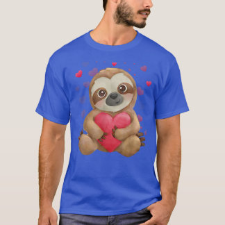 Sloth Valentine's Day  for Kids Girls Women Heart  T-Shirt