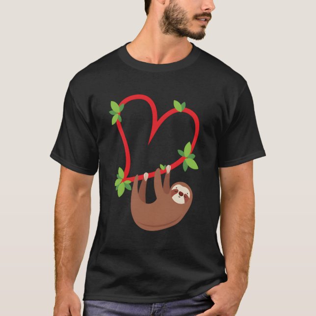 Sloth Valentines Shirt Herz (Vorderseite)