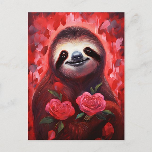 Sloth Valentinstag Postkarte (Vorderseite)