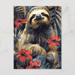 Sloth Vintag Postkarte