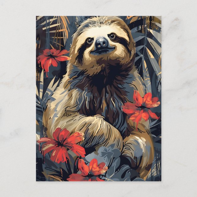 Sloth Vintag Postkarte (Vorderseite)