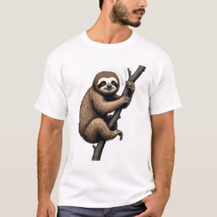 Sloth Vintage Gravur Grafik T-Shirt (2)