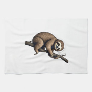 Sloth Vintage Gravur Grafik T-Shirt (2) Geschirrtuch