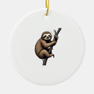 Sloth Vintage Gravur Grafik T-Shirt (2) Keramik Ornament