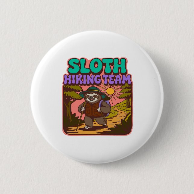 Sloth Wanderteam Oversifizierter T - Shirt Button (Vorderseite)