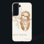 Sloth Watercolor Boho Behielt Lächelndes Baumblatt Samsung Galaxy Hülle<br><div class="desc">Dieser süße Faultier,  der an einem Eukalyptus-Baum hängt,  wurde von Audrey Jeanne Roberts,  einem international anerkannten Künstler und Designer,  in Aquarellfarben gefangen genommen. Der Typografietext "BEHALT SMILING",  abgestuftes Blattwerk und Baumzweig runden dieses Design ab. Urheberrecht.</div>