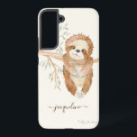 Sloth Watercolor Boho Tree Foliage Script Name Samsung Galaxy Hülle<br><div class="desc">Diese anmutige Giraffe wurde von Audrey Jeanne Roberts,  einem international anerkannten Künstler und Designer,  in Aquarellfarbe aufgenommen. Das Design wird durch das schmutzige,  getrocknete Blattwerk und die daisy Blume abgerundet. Sie können die Hintergrundfarbe ändern. Urheberrecht.</div>