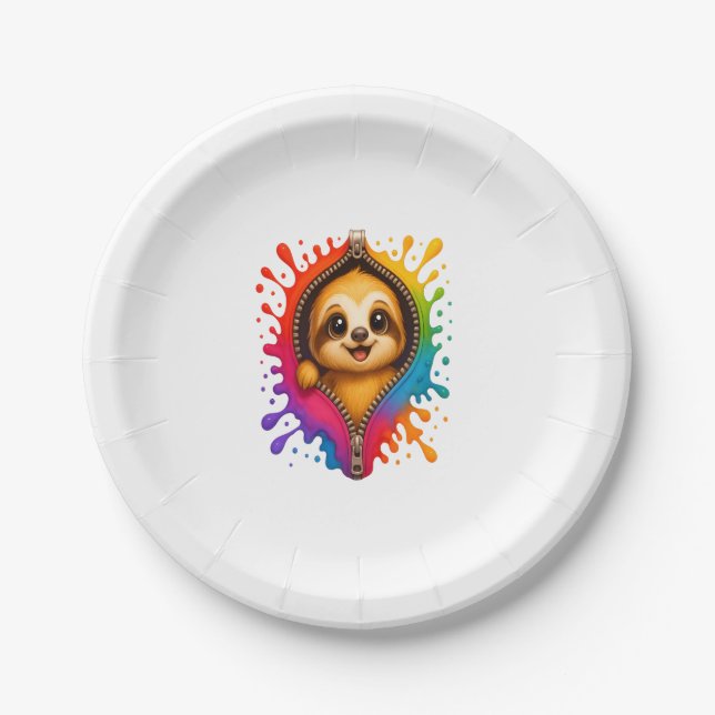 Sloth Watercolor Pappteller (Vorderseite)