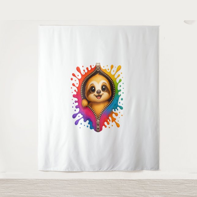 Sloth Watercolor Wandteppich (Vorderseite)