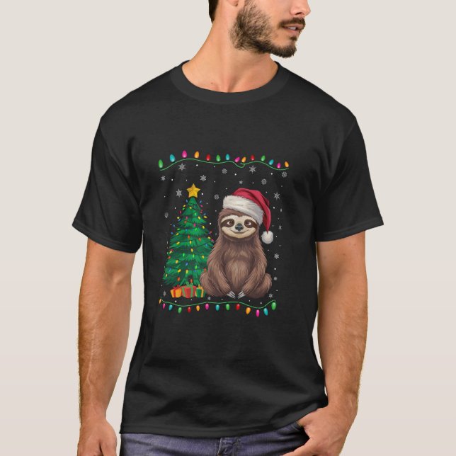 Sloth Weihnachtsmannmütze Men Women Kinder Weihnac T-Shirt (Vorderseite)
