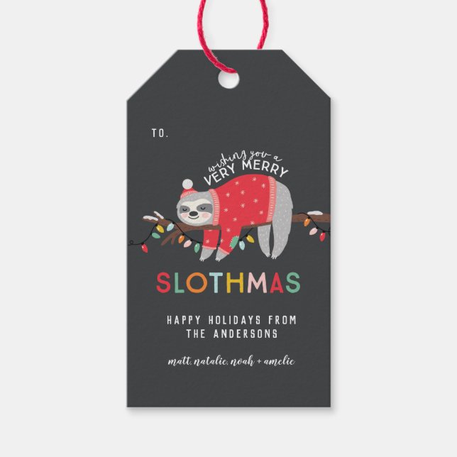 Sloth Weihstmas Geschenkanhänger (Vorderseite)