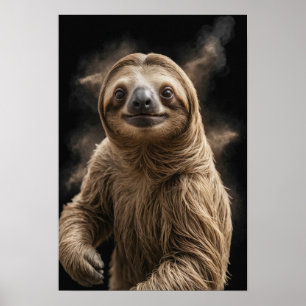 Sloth Wild Animal Elegante Dramatisches Nebelportr Poster