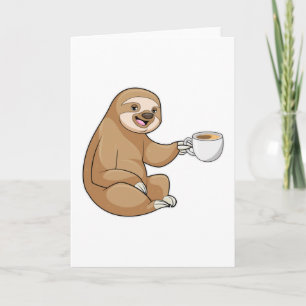 Sloth with Cup of Coffee Karte